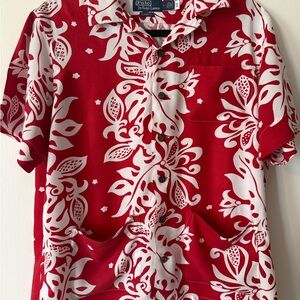 Polo Ralph Lauren Red and White Floral Men's Shirt - used